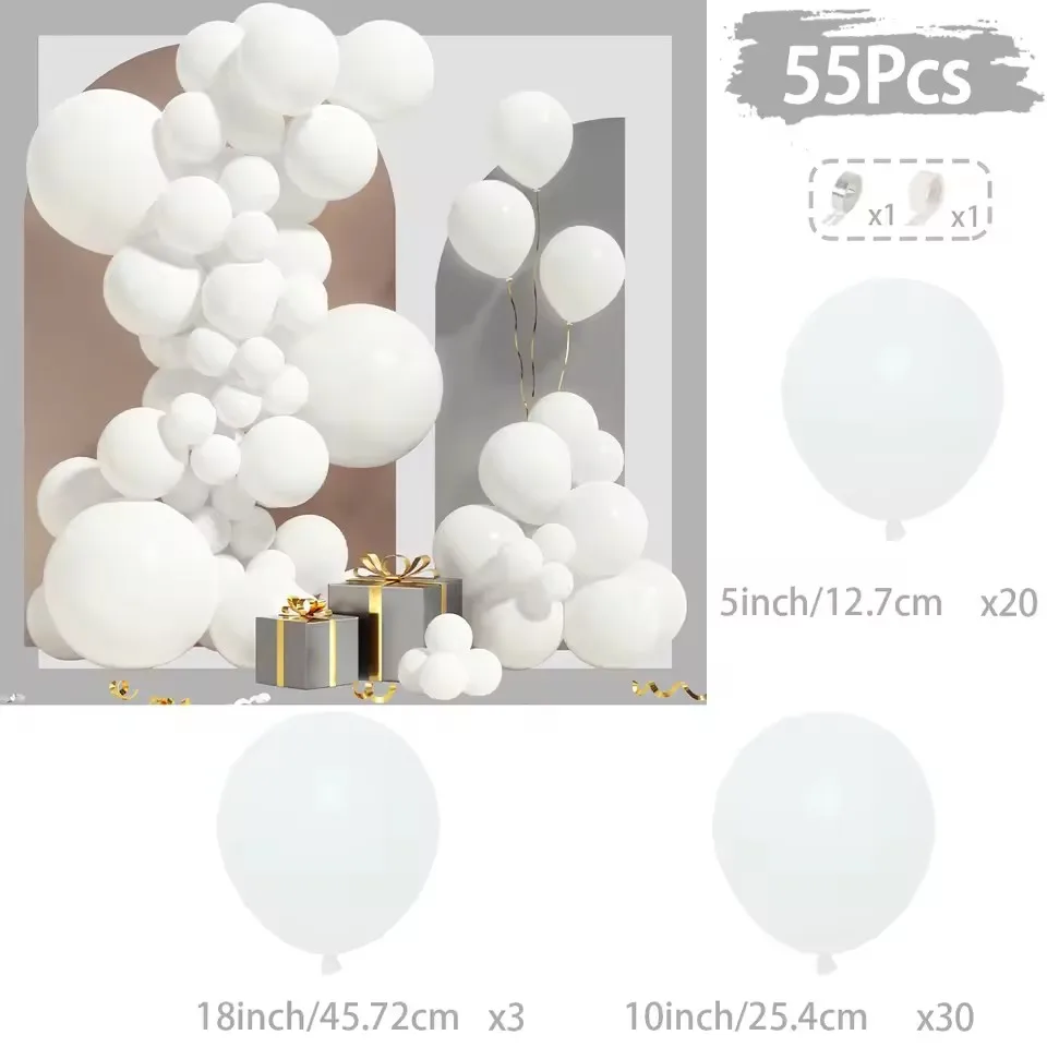 White Balloon Garland Arch Kit Soild White Latex Balloons Wedding Birthday Party - Picture 10 of 11