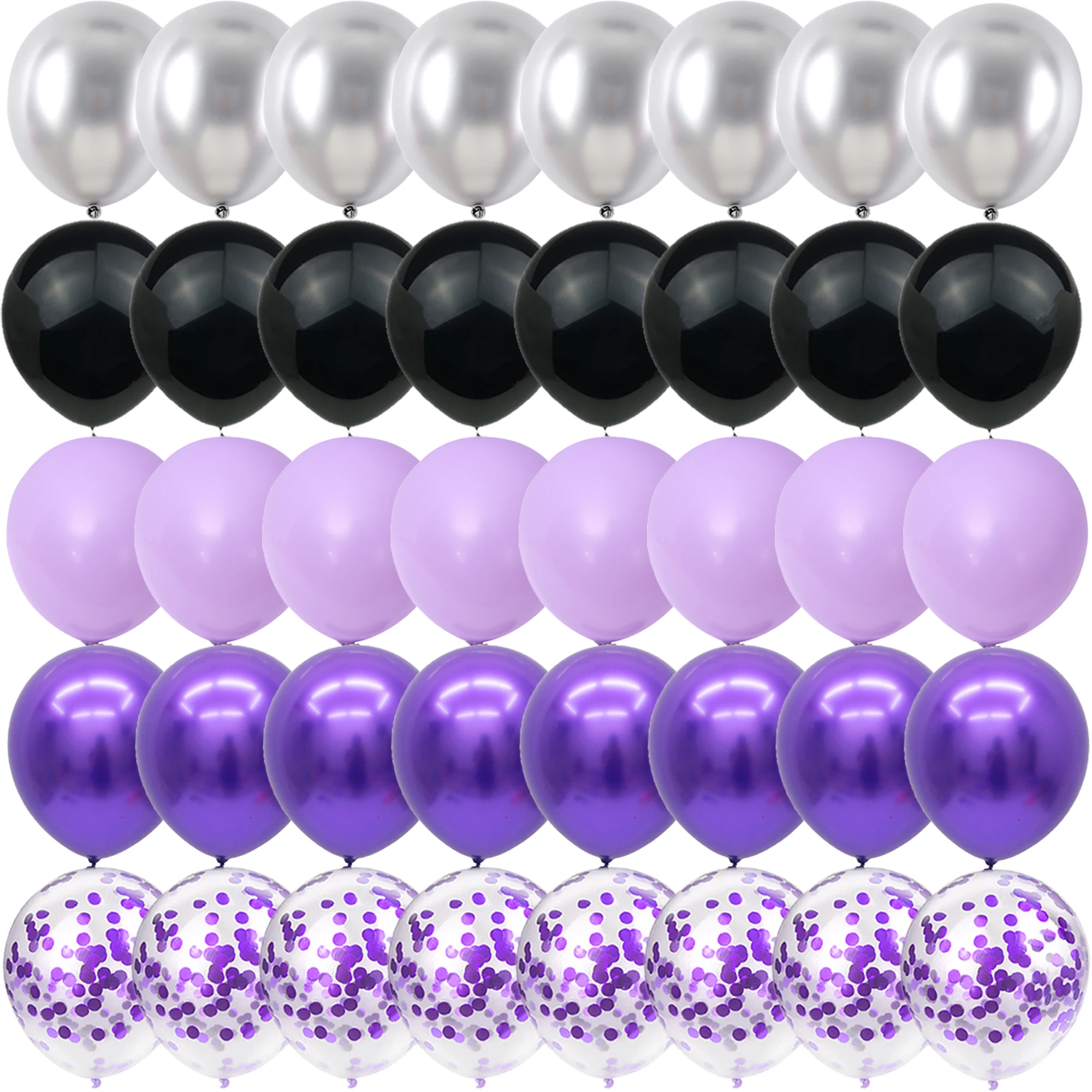 40PCS Black, purple, silver Balloons Gender Reveal Wedding Valentine's Day Baby - Picture 10 of 11
