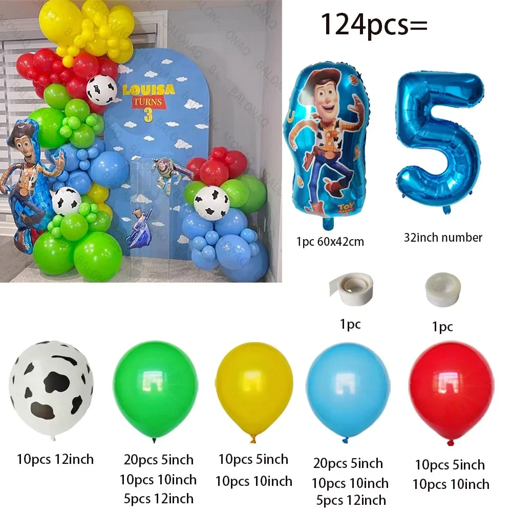 124pcs Toy Story Themd Party Balloons Garland Arch Kit Birthday Theme Party Deco - Picture 9 of 10