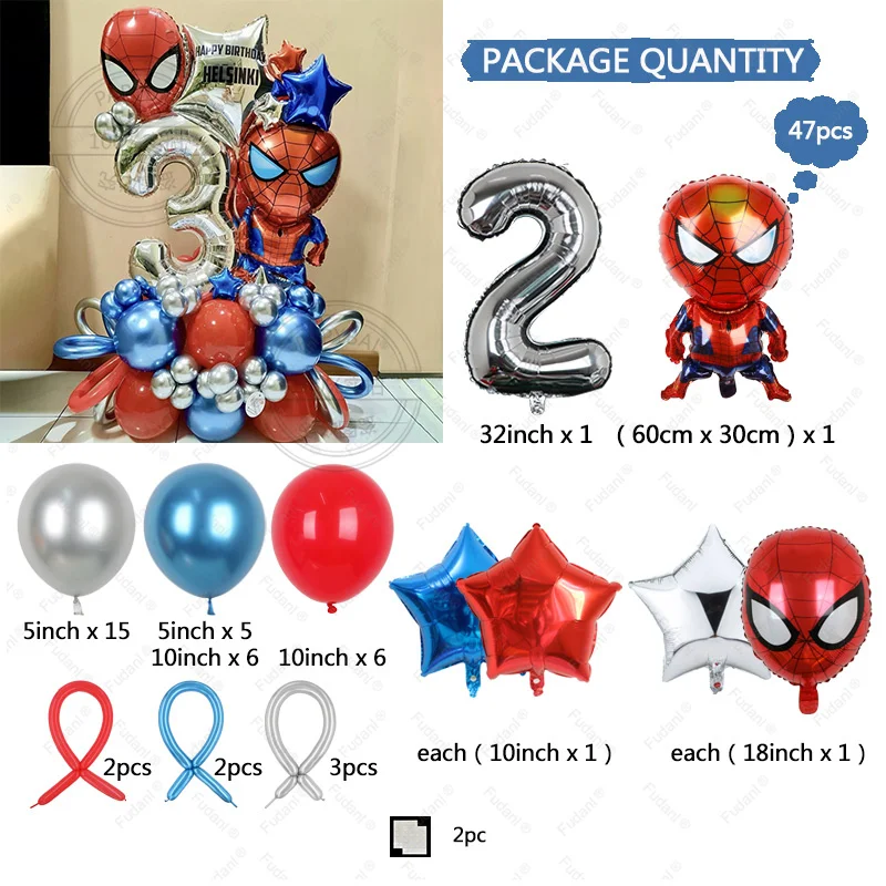 47Pcs Disney Super Hero Balloon Red Spiderman Foil Balloons Kids Birthday Party - Picture 11 of 11