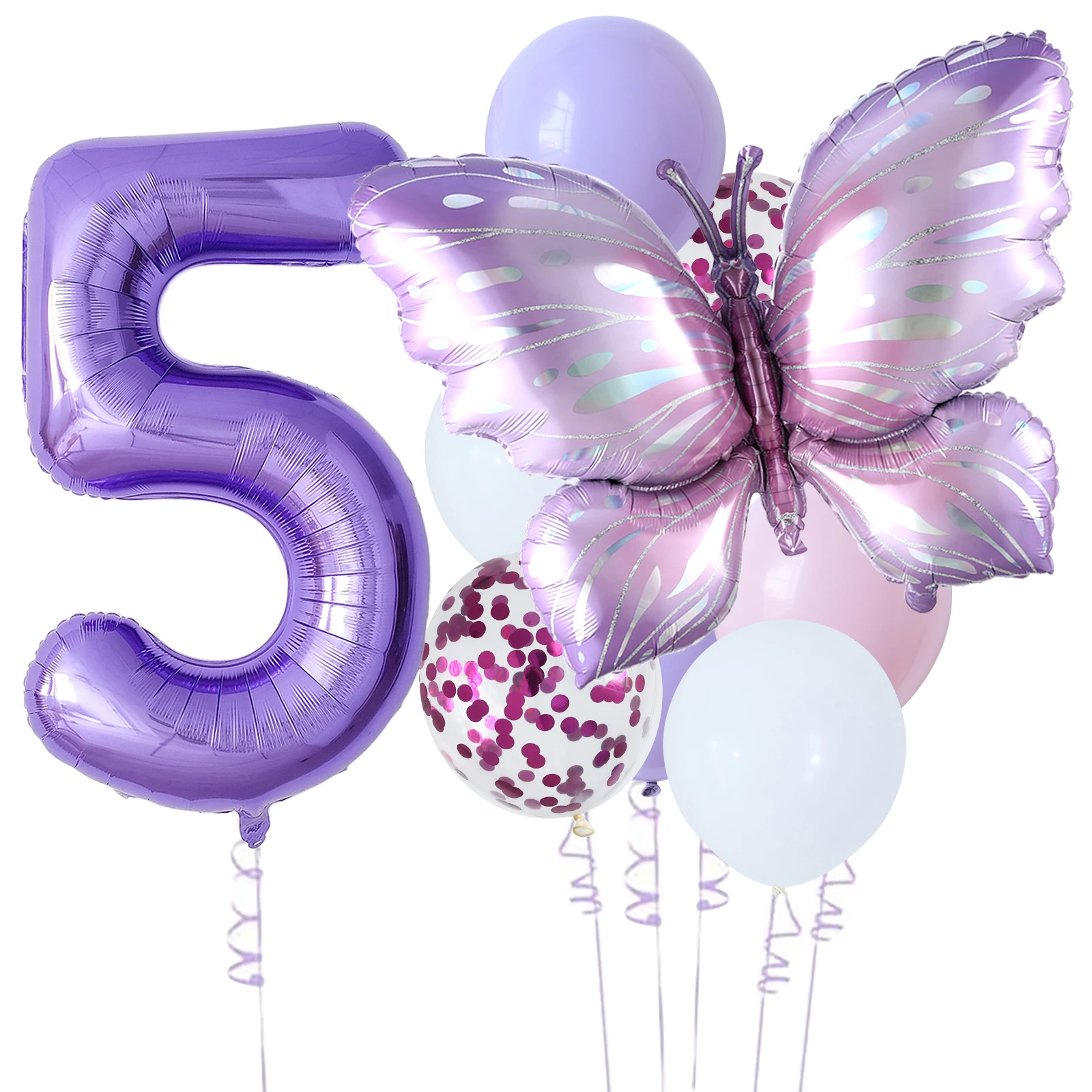10pcs Purple Butterfly 40inch Number Balloon Set Large Colorful Butterfly Foil B - Picture 7 of 10