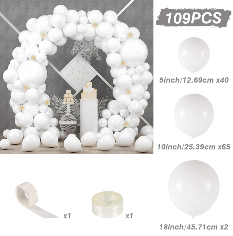 White Balloon Garland Arch Kit Soild White Latex Balloons Wedding Birthday Party - Picture 11 of 11