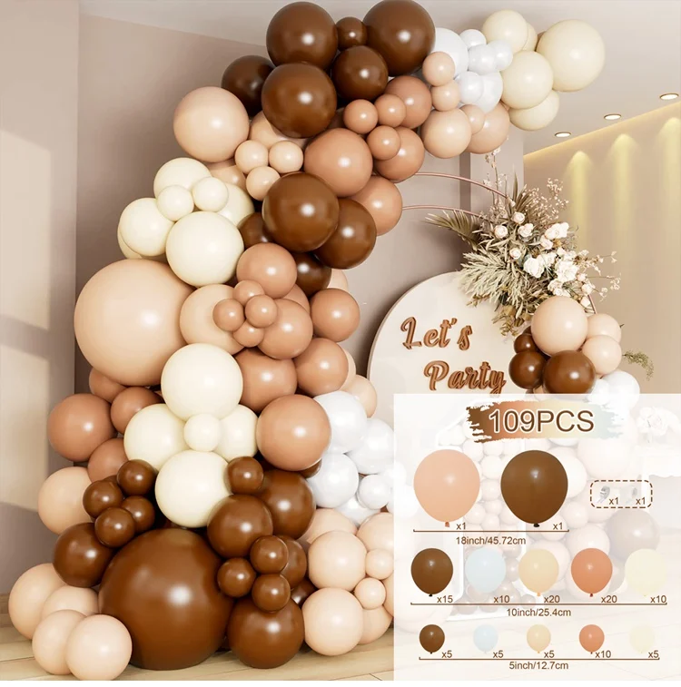 Brown Balloons Garland Arch Kit Birthday Party Decoration Kids Wedding Birthday - Picture 8 of 8