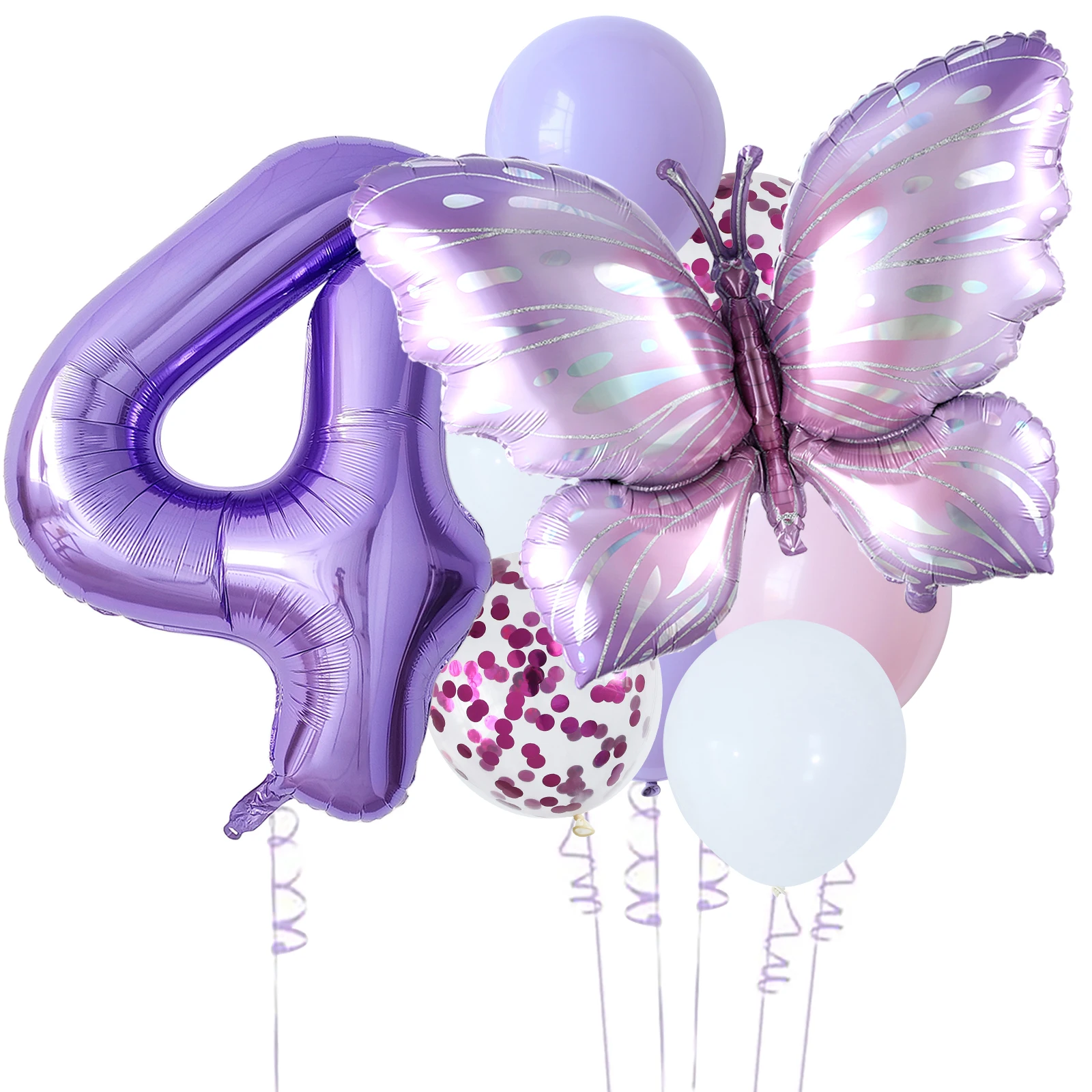 10pcs Purple Butterfly 40inch Number Balloon Set Large Colorful Butterfly Foil B - Picture 9 of 10