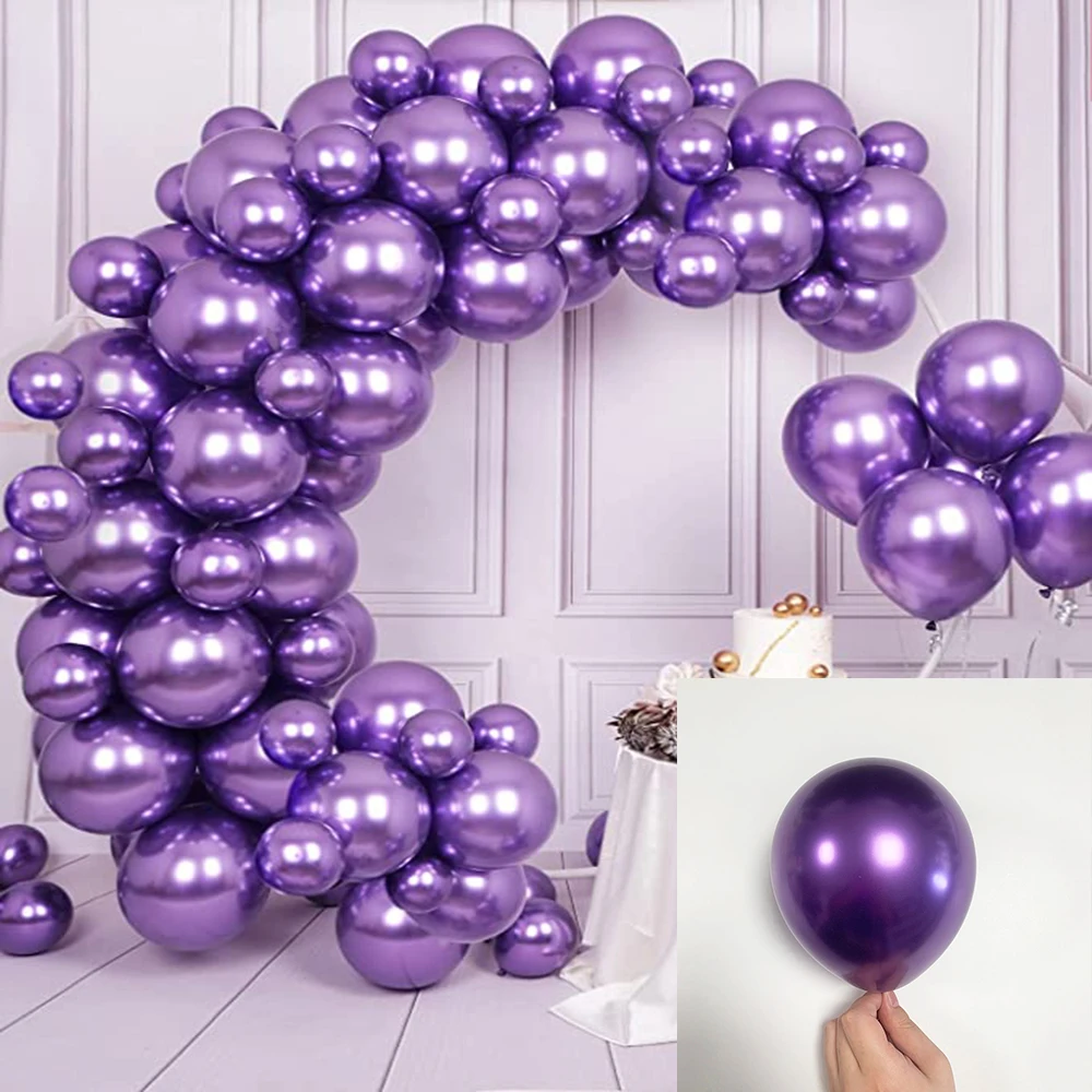 10/20/30pcs Metallic Purple Chrome Balloons Bridal Wedding Helium Globos Graduat - Picture 6 of 29