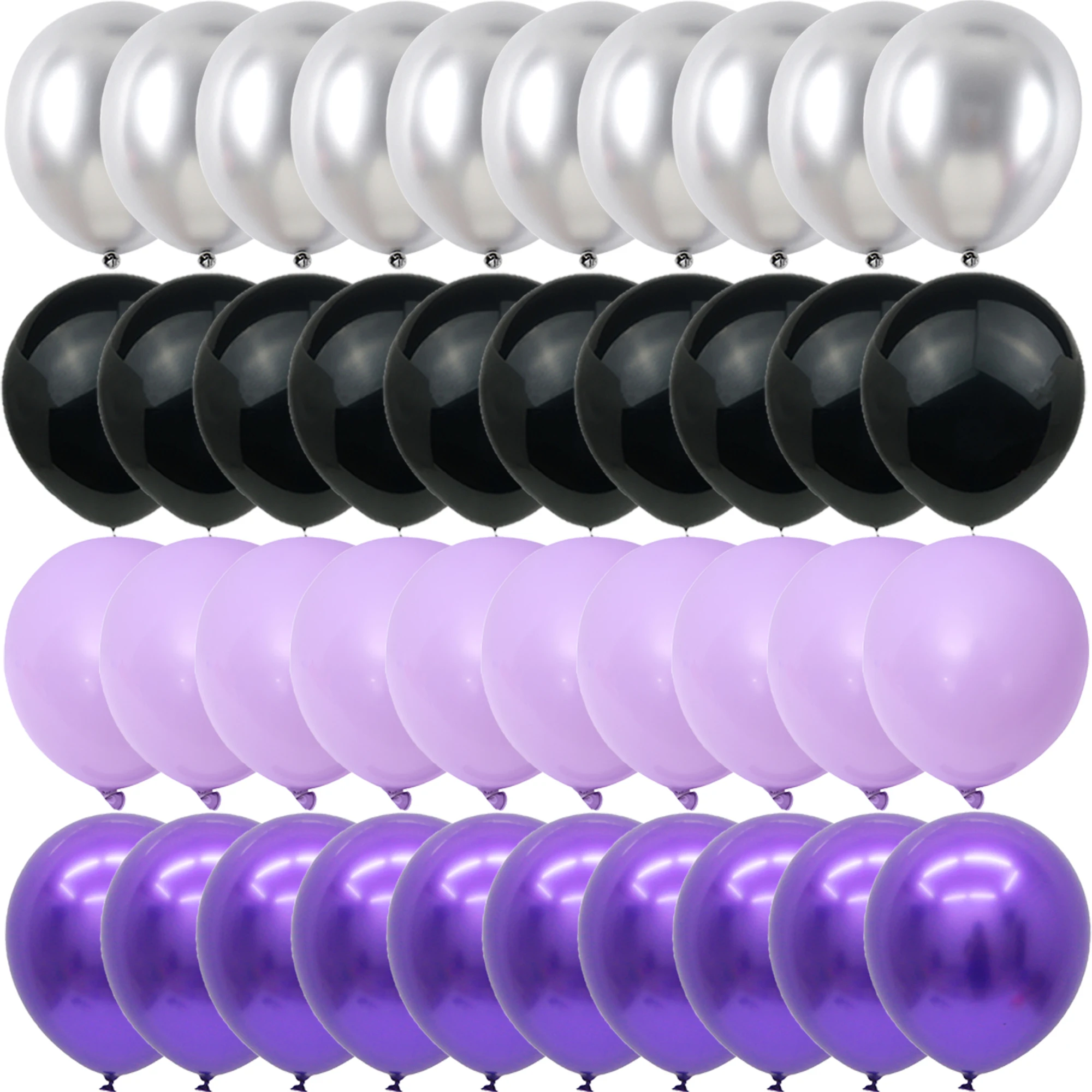 40PCS Black, purple, silver Balloons Gender Reveal Wedding Valentine's Day Baby - Picture 8 of 11