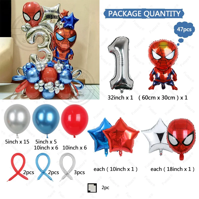 47Pcs Disney Super Hero Balloon Red Spiderman Foil Balloons Kids Birthday Party - Picture 8 of 11
