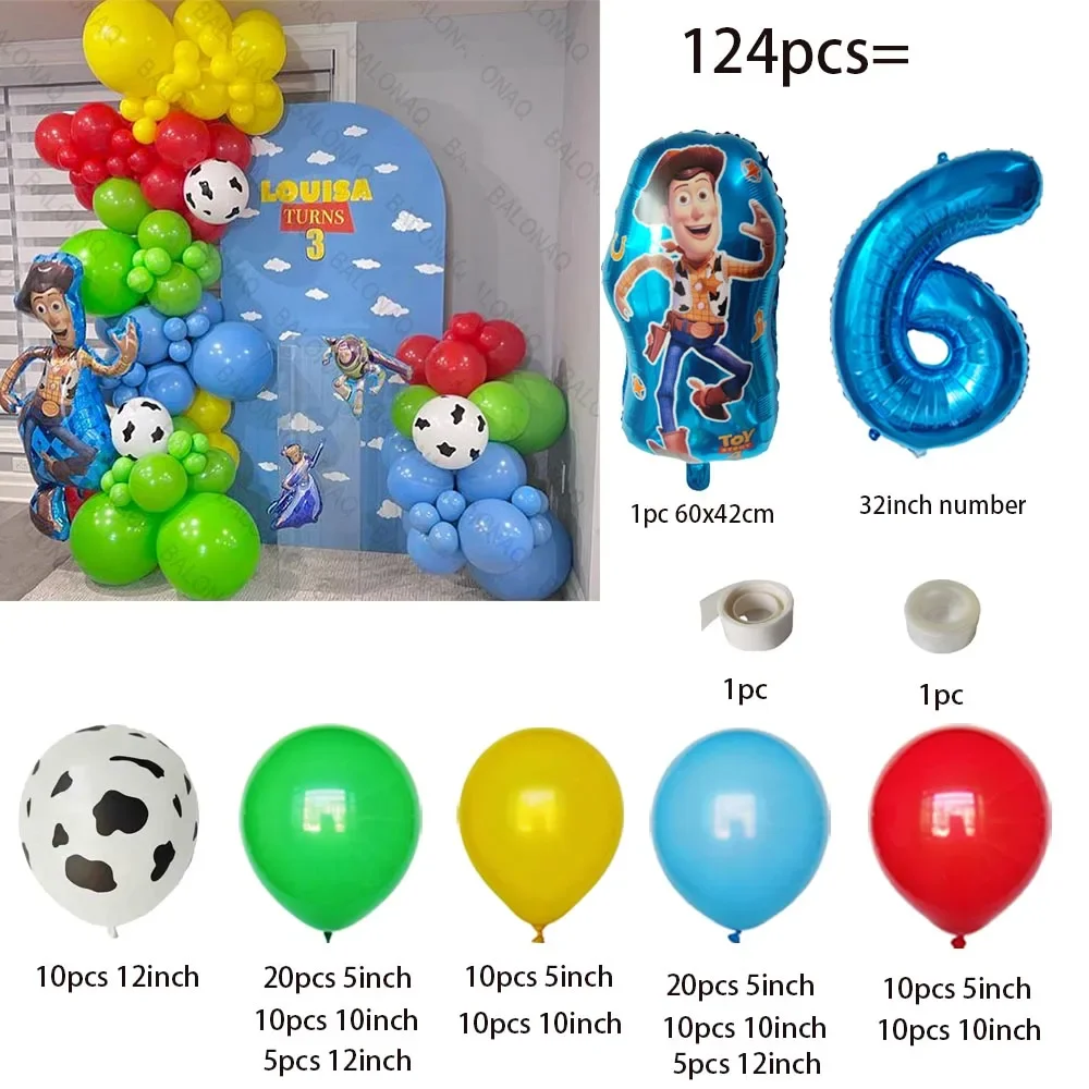 124pcs Toy Story Themd Party Balloons Garland Arch Kit Birthday Theme Party Deco - Picture 8 of 10